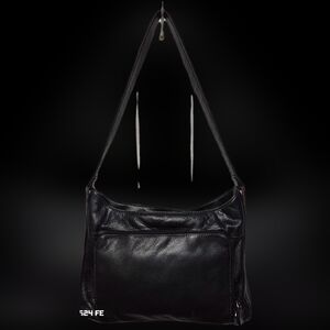 Sleek Black Leather Shoulder Bag